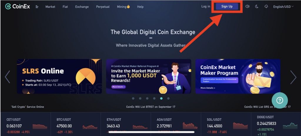 مراحل ثبت نام و ورود به صرافی CoinEx
