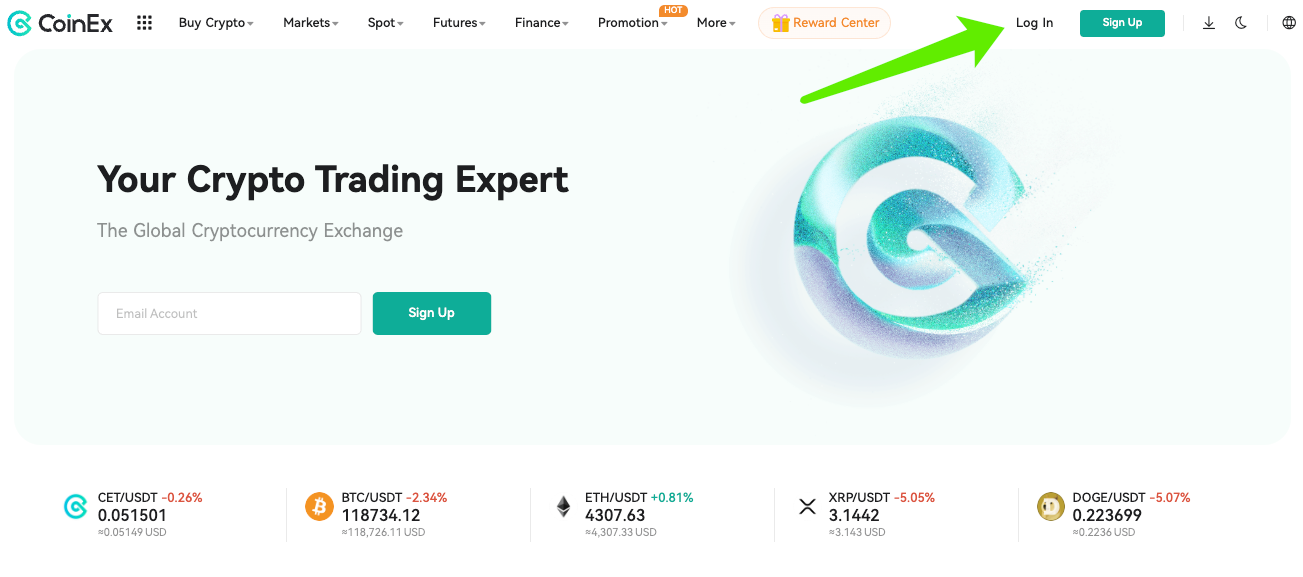 ورود با ایمیل به صرافی کوینکس