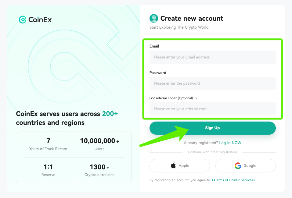 ثبتنام با ایمیل صرافی کوینکس